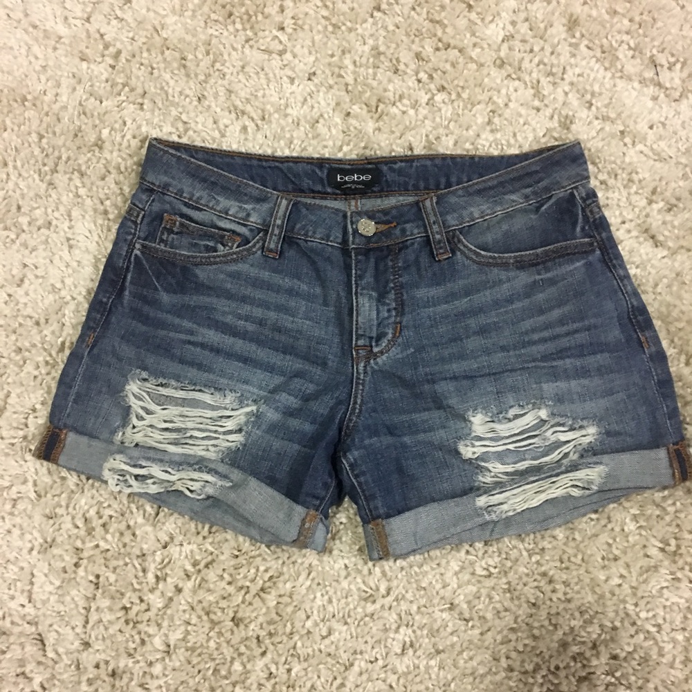 BeBe denim shorts size 28 distressed denim