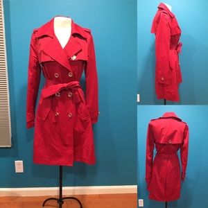 New York & Co Red Trench Coat Size Medium