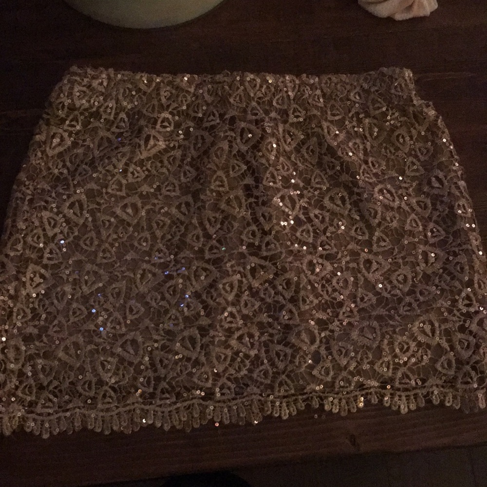 Bronze sequin lace mini skirt