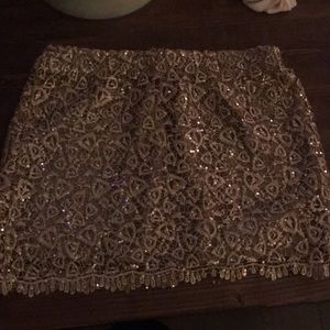 Bronze sequin lace mini skirt