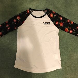 Vans white and black floral T-shirt