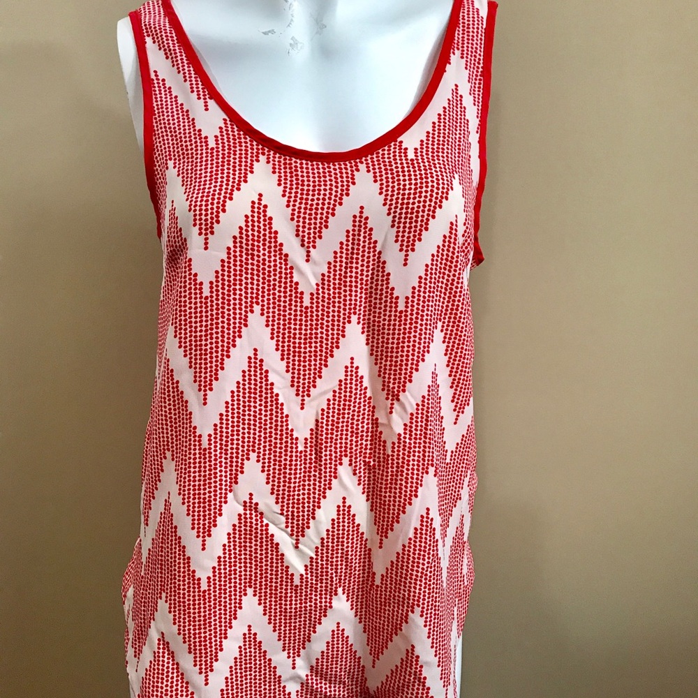Red and white sleeveless shirt