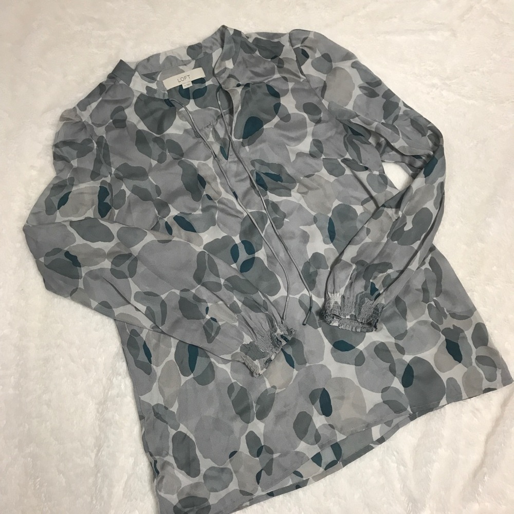 Grey and blue sheer Loft shirt