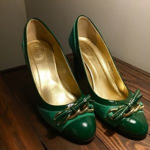 Suede & patent leather J. Crew pumps