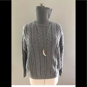 Wainscot Grey cable knit turtleneck size M