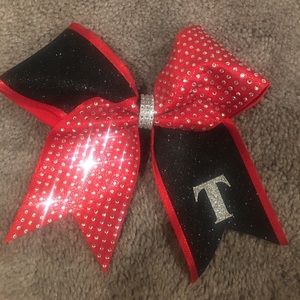 Cheer bow bling red and black