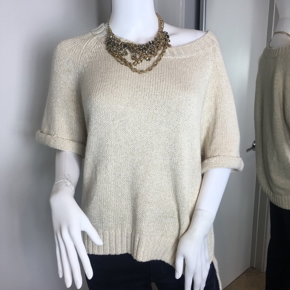 Short-sleeved boxy sweater with lurex thread. - Picture 2 of 8