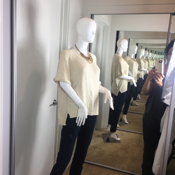 Short-sleeved boxy sweater with lurex thread. - Picture 3 of 8