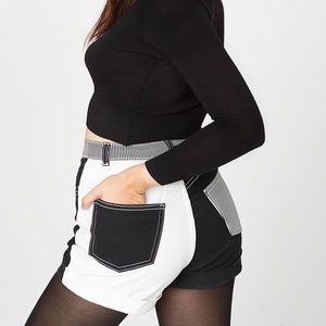 Black and white color block shorts