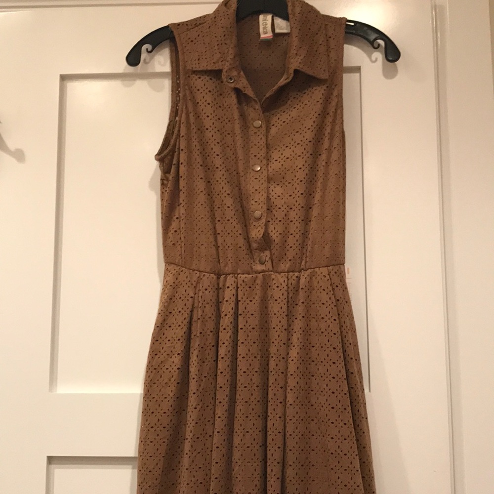 Mimi Chica faux suede taupe sleeveless dress