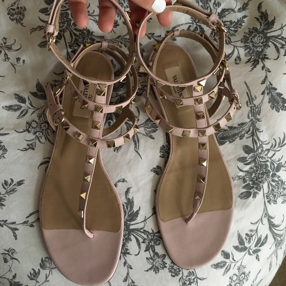 Valentino Leather Rockstud Gladiator Sandals T.05