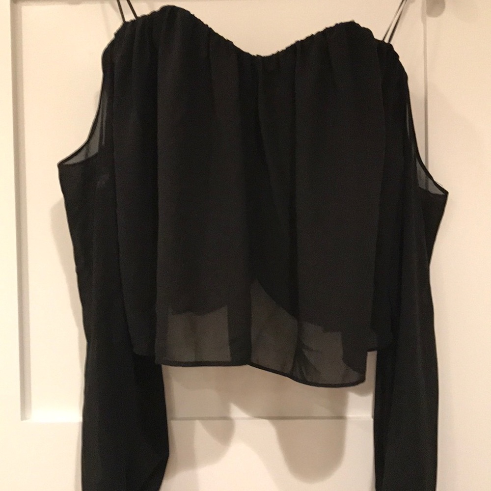 Havoc black strapless top with cut out arms