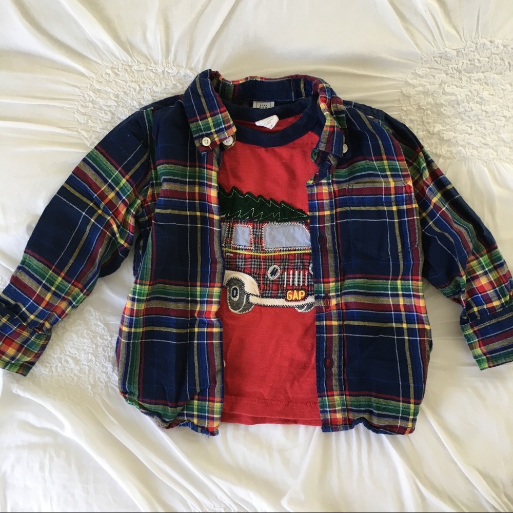 Gap Toddler Plaid Flannel Shirt (18-24 Mos)