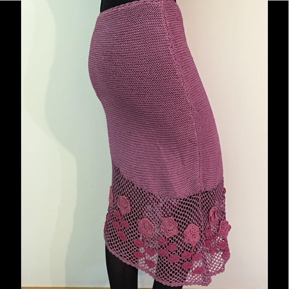 DK PINK HEAVY SILK FEELING KNIT UNEVEN HEM SKIRT - Picture 4 of 4