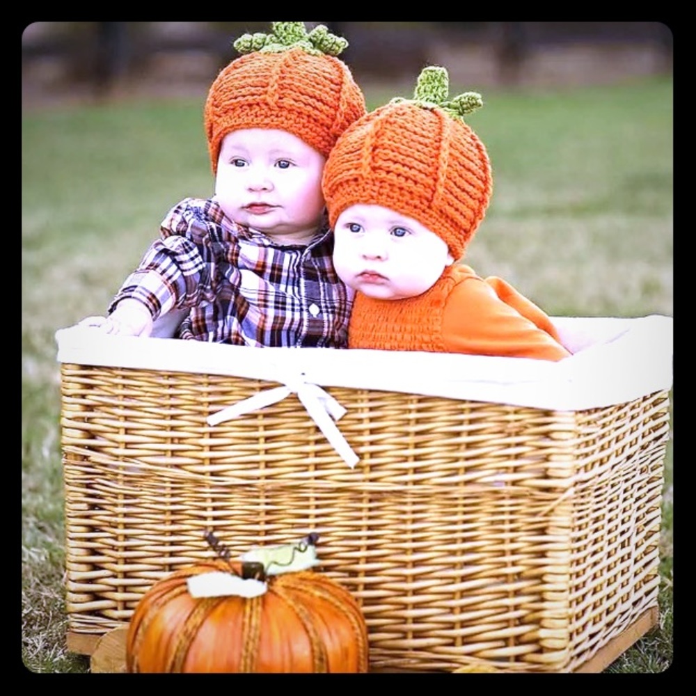Baby fall Halloween pumpkin knit hat gift boxed