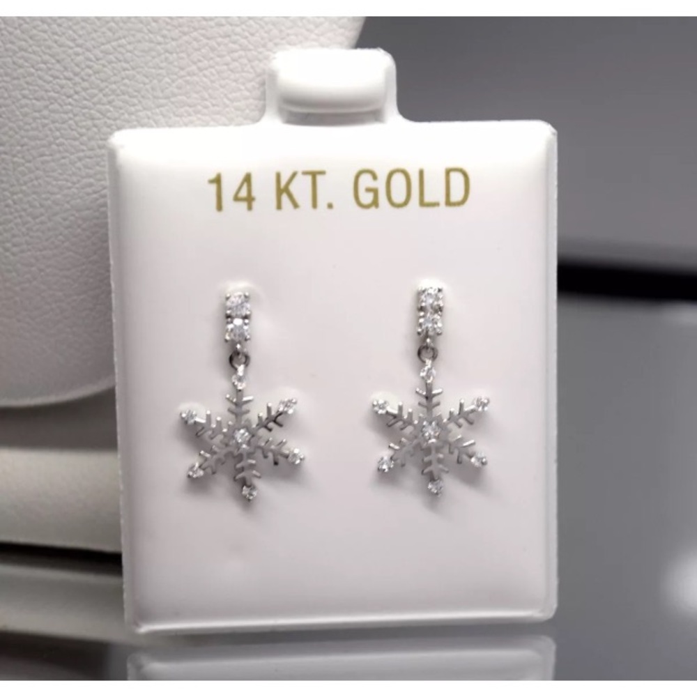 14k Solid White/ Yellow Gold ❄️ CZ Stud Earrings