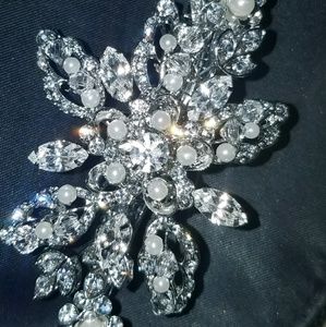 Silver Bridal/ Prom Hair Brooch - Clip