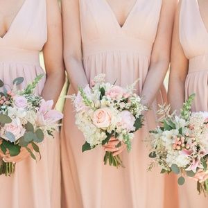 Jill Stuart blush rose pink maxi bridesmaid dress