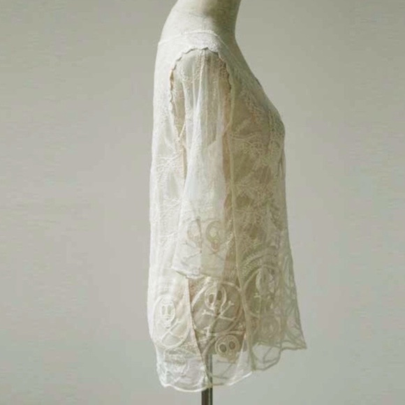 Cute Crotchet Sexy Biker Sheer Skull Top- NWT - Picture 5 of 8