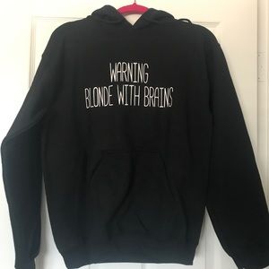 NWOT S Black Blonde with Brains Sweatshirt Hoodie