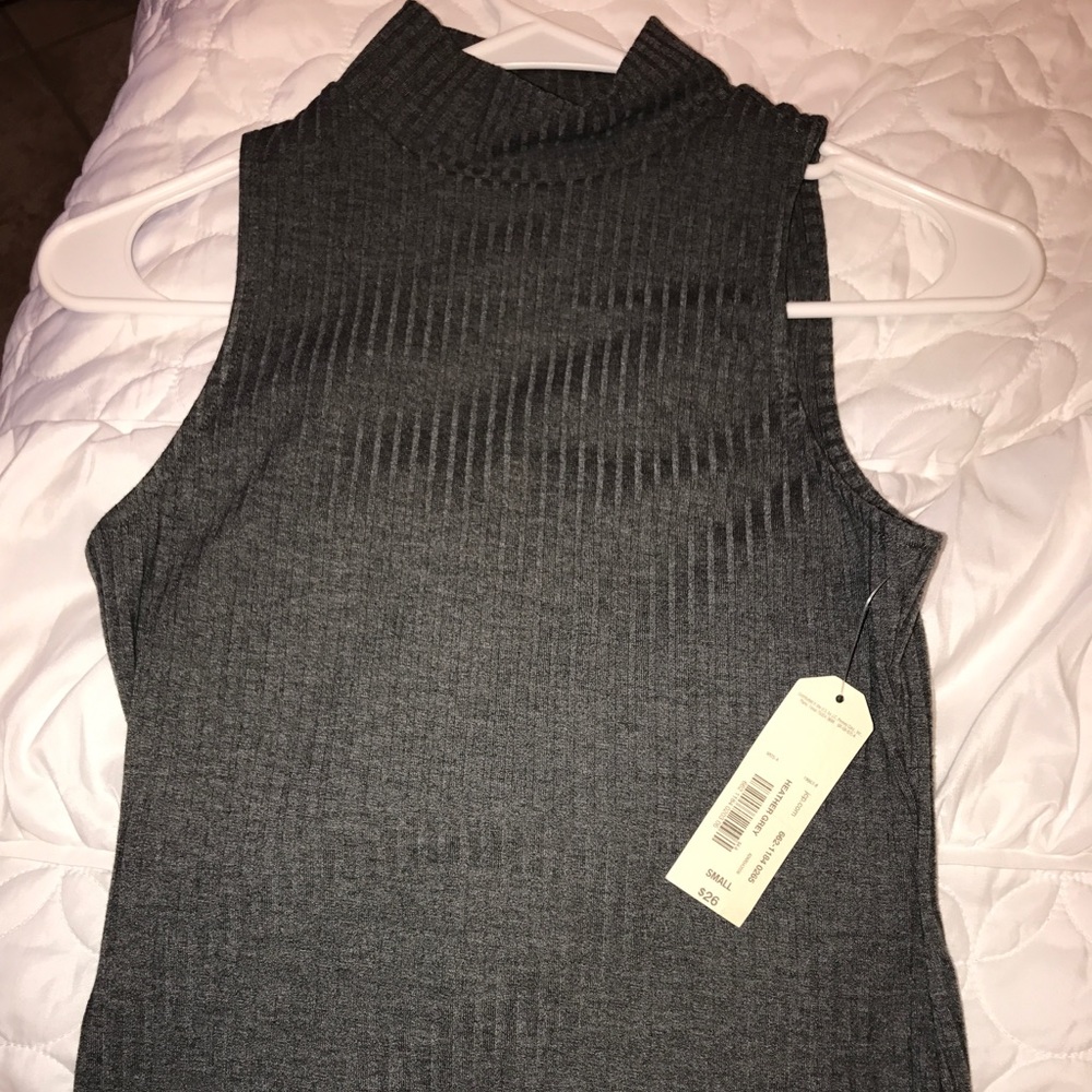 Mock neck grey shirt