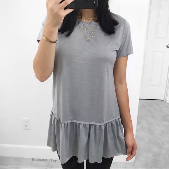 ❤️CLEARANCE❤️ blue gray babydoll top - Picture 2 of 3