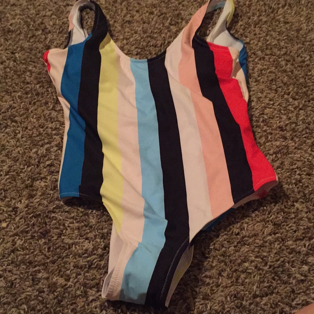 Striped one-piece bathing suit