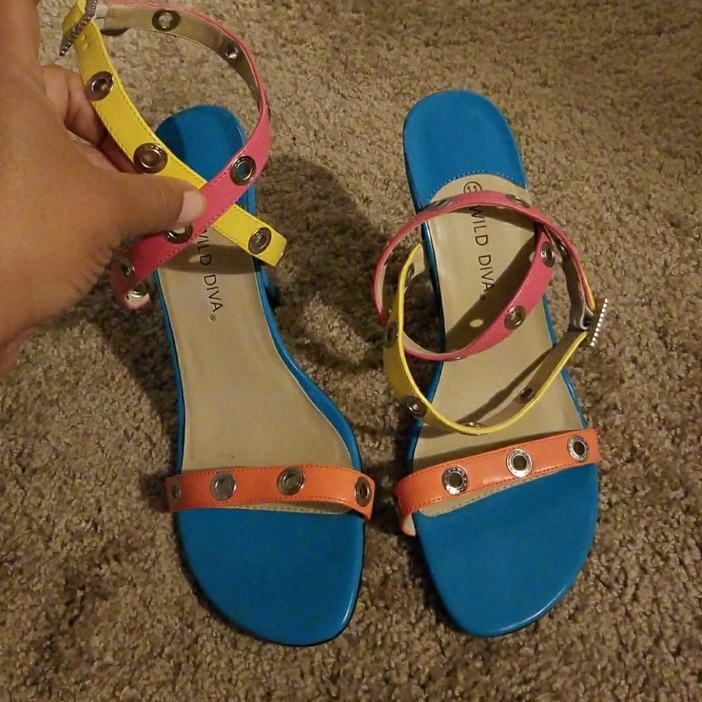 Multi colored scrappy sandals