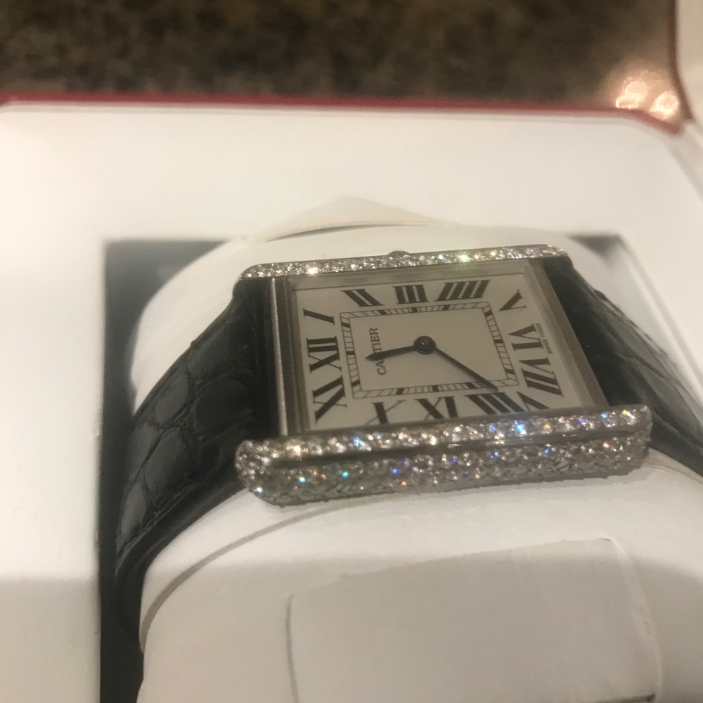 Cartier vintage watch with custom 3 carat bezel