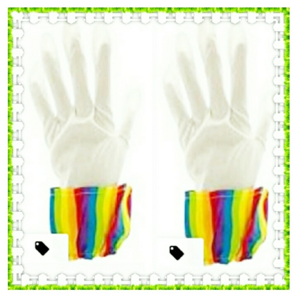 Rainbow Clown Gloves Costume Accessory
