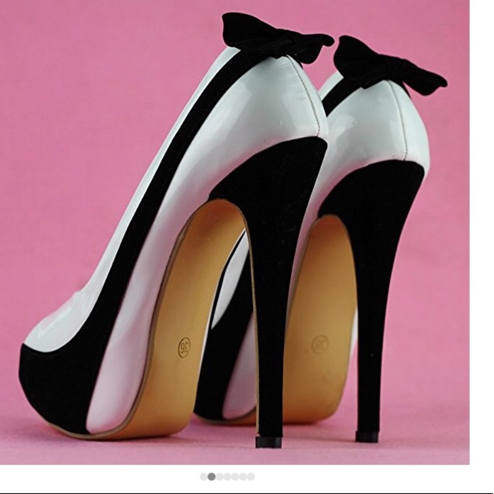 Two Tone Peeptoe Bow Stiletto Platform High Heels