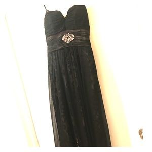 Black strapless gown