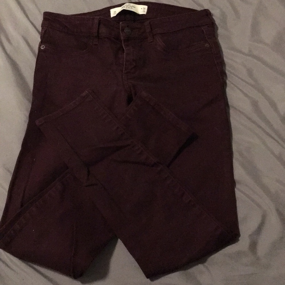 Burgundy skinny jeans
