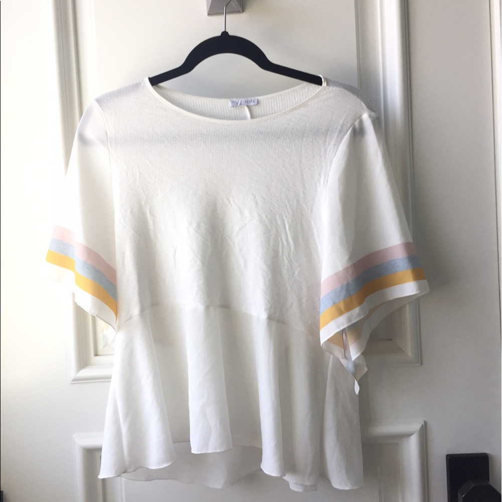 Zara white flowy blousy shirt belled sleeves