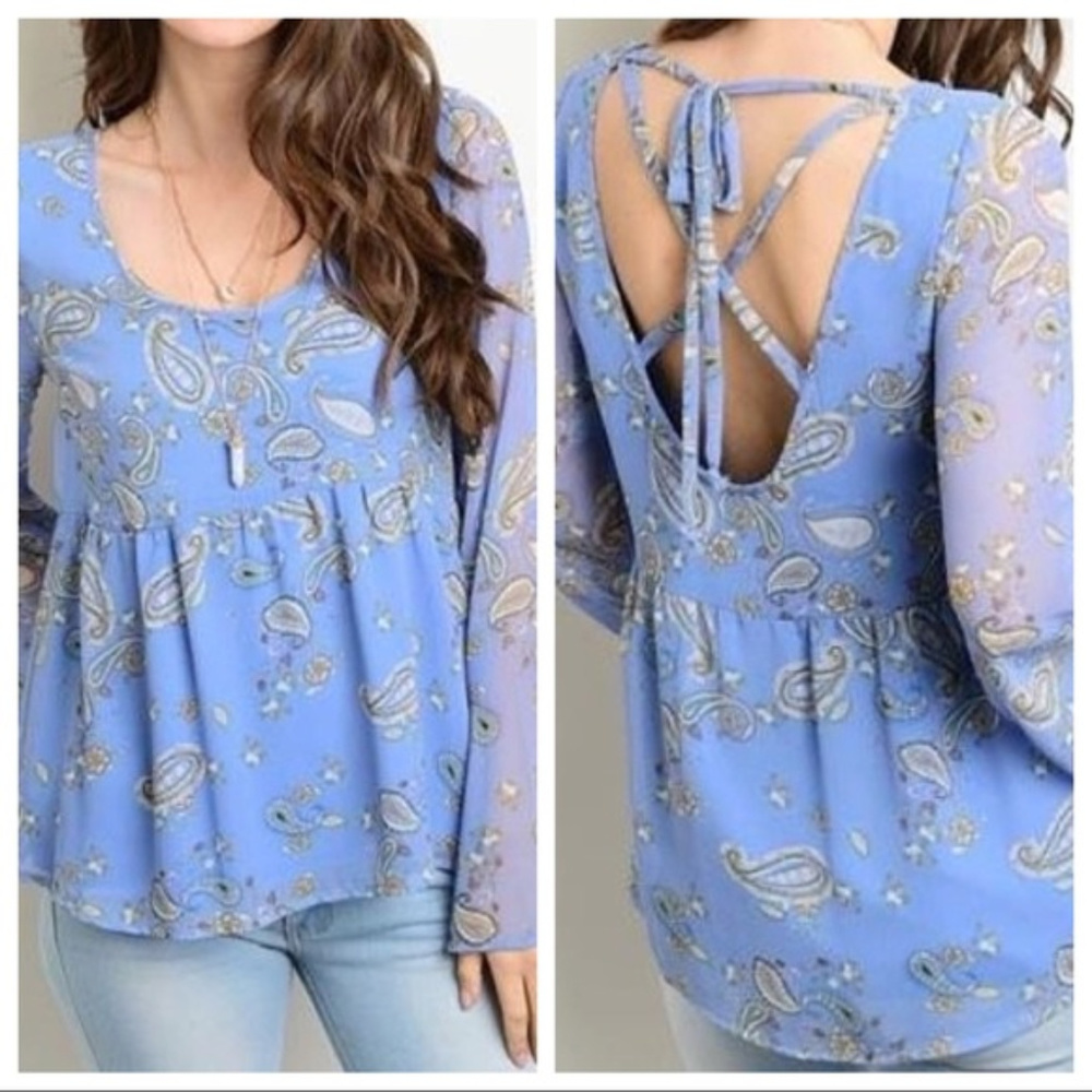 Clearance! Blue Paisley Top