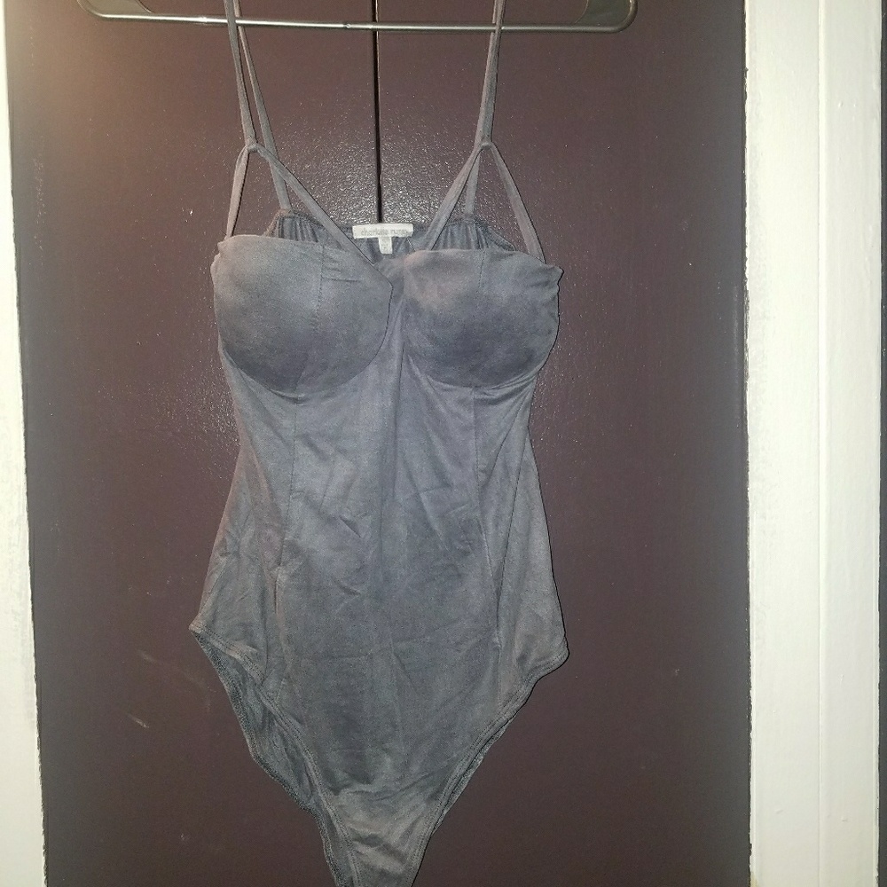 CHARLOTTE RUSSE Suede bodysuit