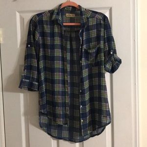 Hollister sheer plaid blouse