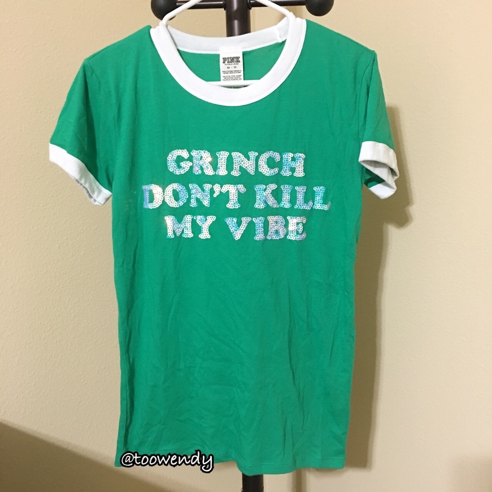 PINK Holiday Ringer Crew Tee - Picture 3 of 3