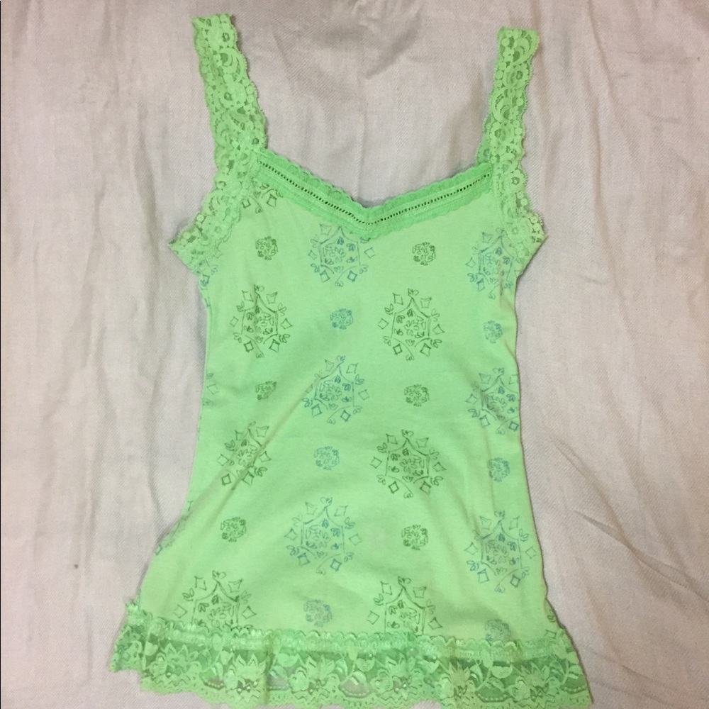 Green lace lined Tank