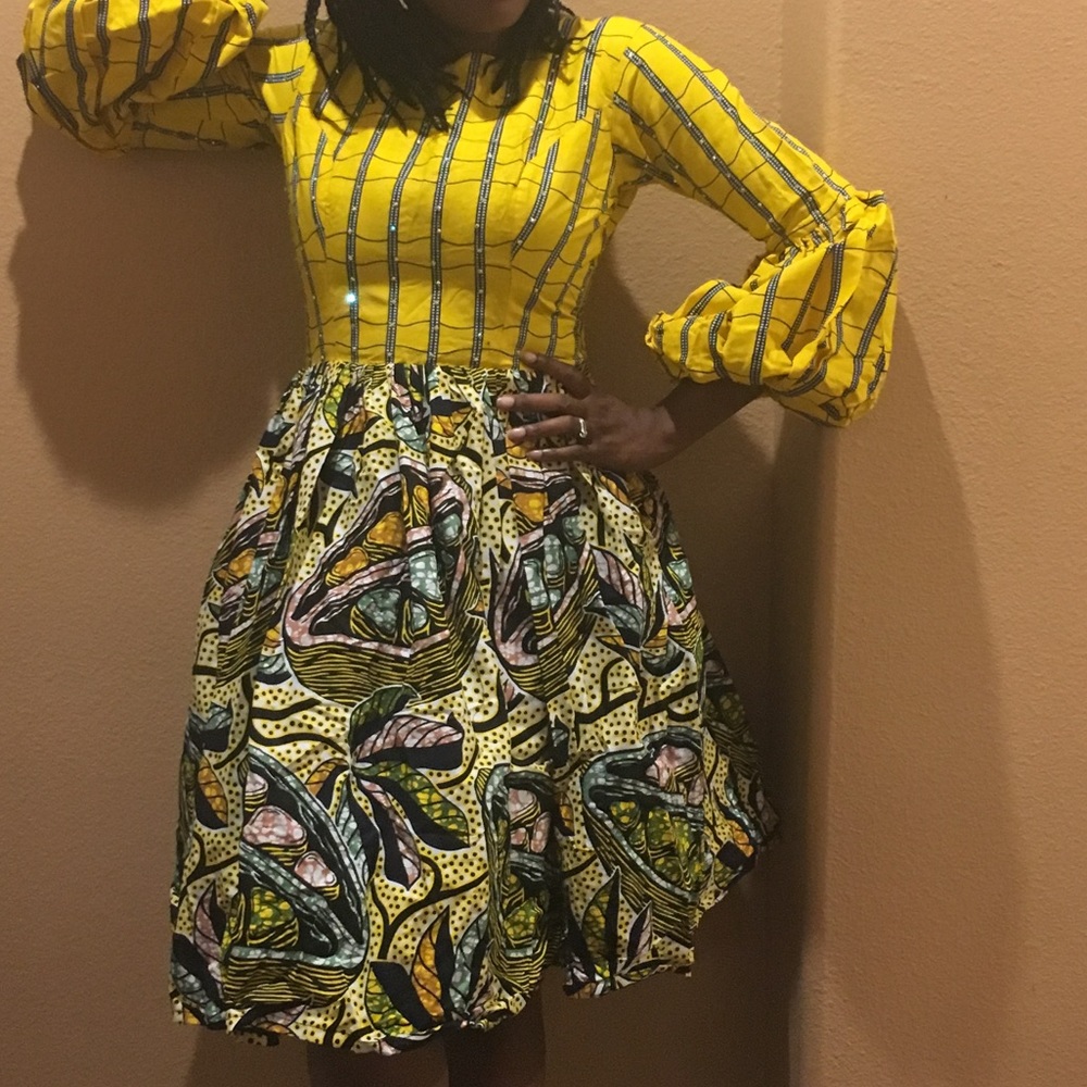 Ankara balloon sleeve dress Sz US 6 UK 10