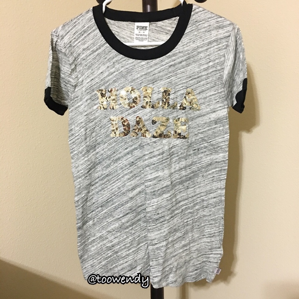 PINK Holiday Ringer Crew Tee - Picture 2 of 2