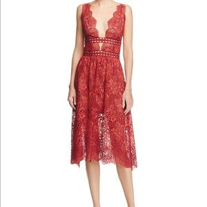 For Love and Lemons Mon Cheri Midi Dress in size M