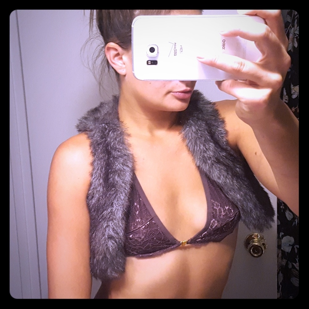Gray Furry Vest