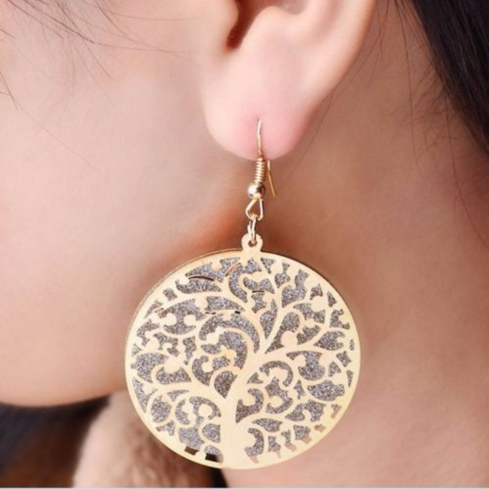 Tree of Life Gold Silver Earrings