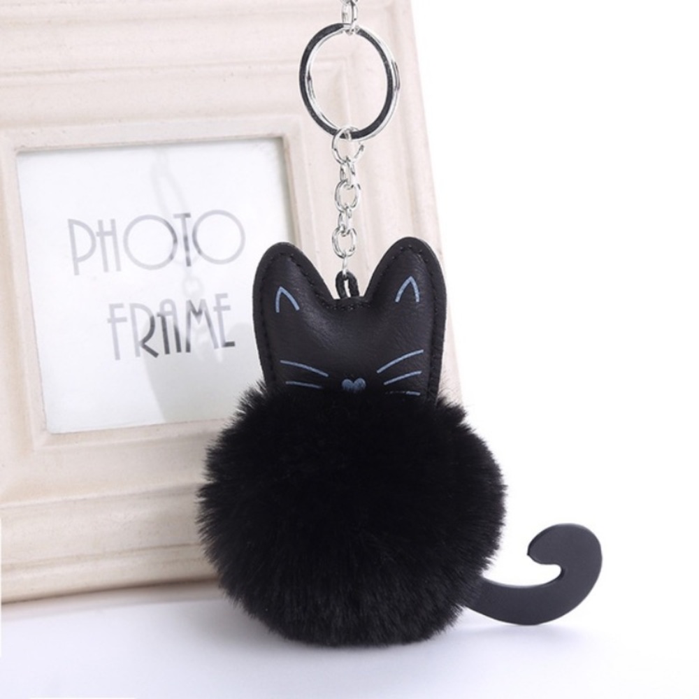 Kitty Cat Pom Pom Keychain Bag Charm