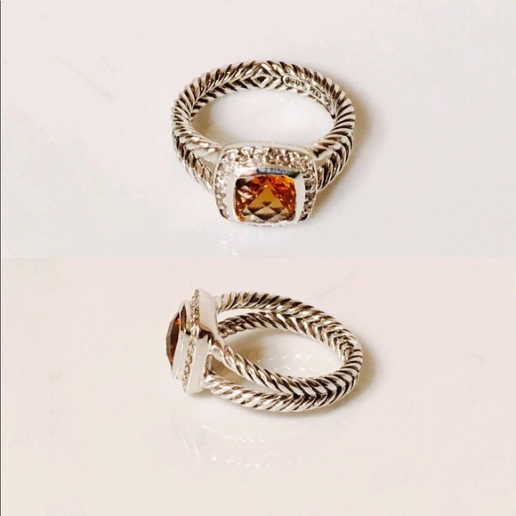 David Yurman Petite Albion Citrine Diamond Ring - Picture 3 of 7