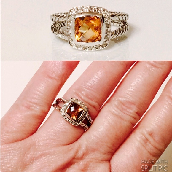 David Yurman Petite Albion Citrine Diamond Ring - Picture 6 of 7