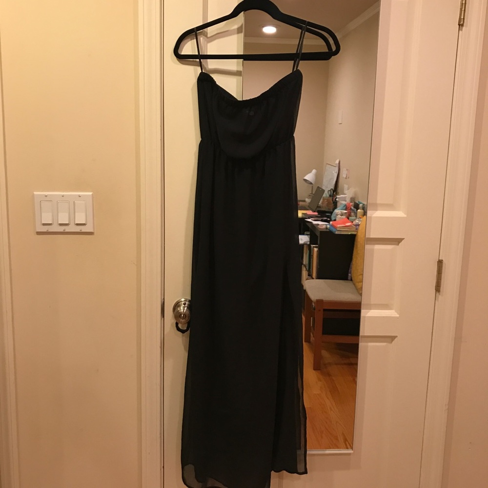 H&M black strapless illusion dress