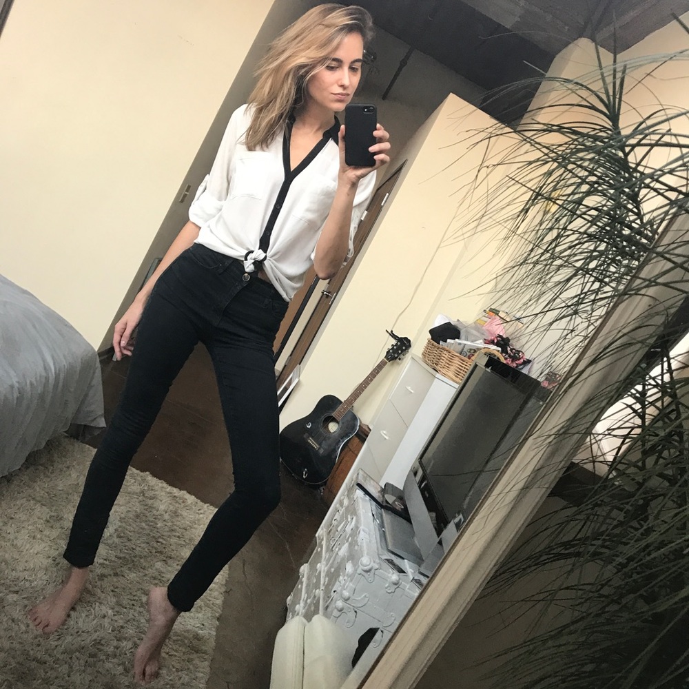 Portofino Shirt from Express in Ivory and Black