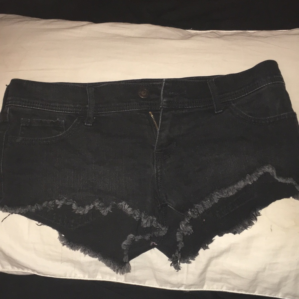 Black denim shorts
